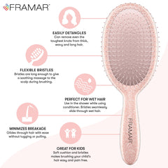 FRAMAR brosse démêlante anti-noeuds rose démêlage rapide sans douleur.