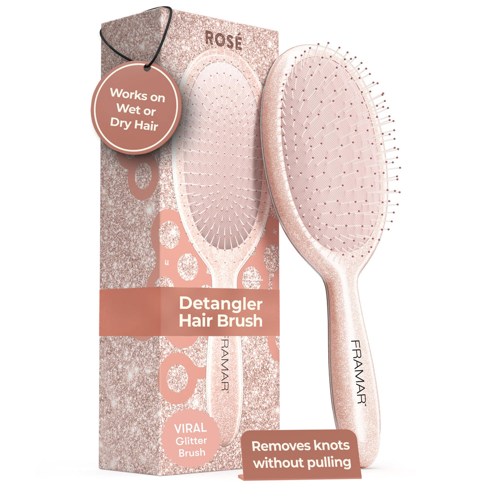 FRAMAR brosse démêlante glitter rose pour démêler en douceur.