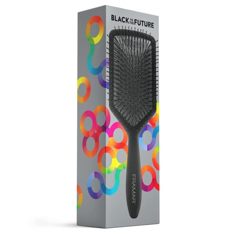 Brosse FRAMAR palette noire massage du cuir chevelu pour stimulation légère.