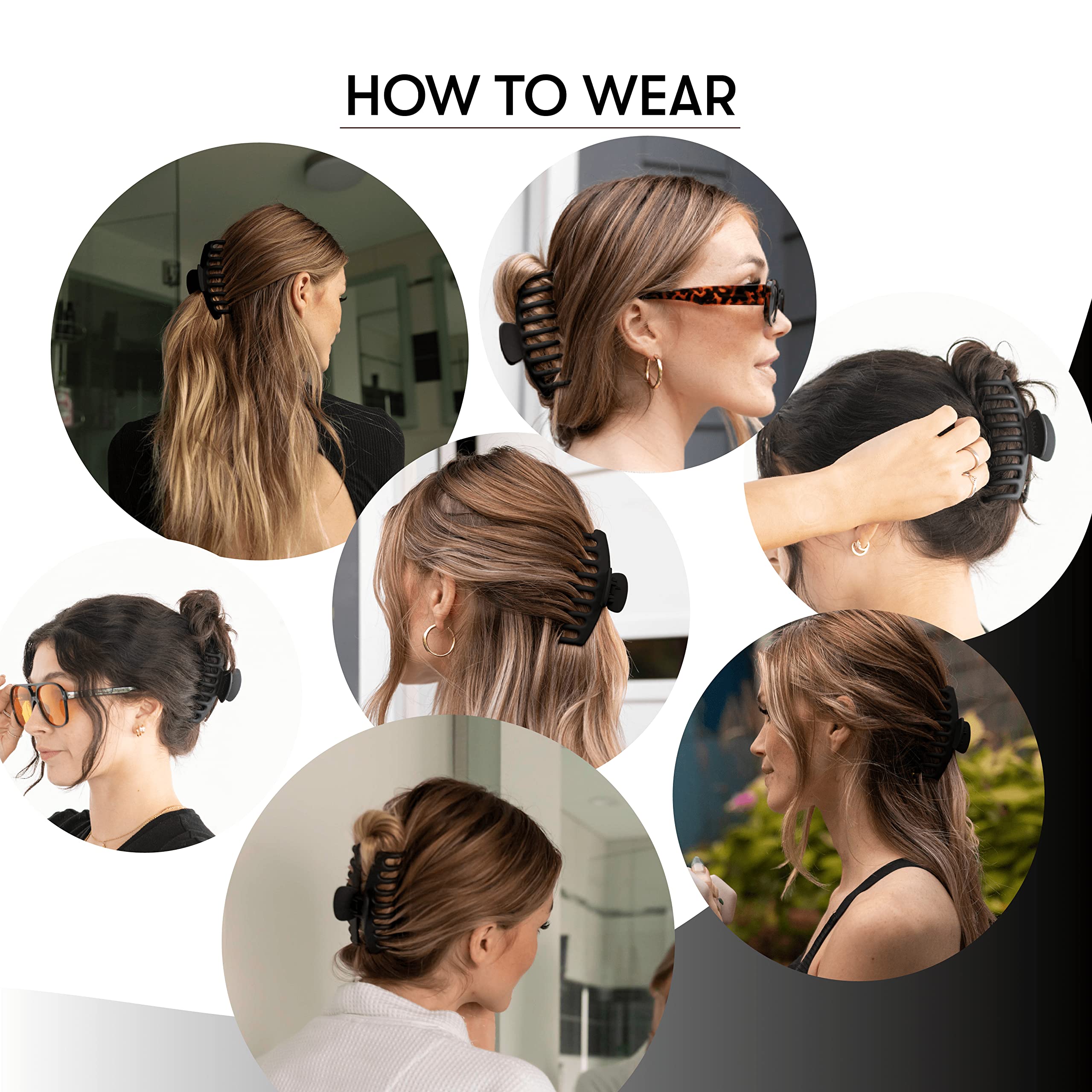 FRAMAR grande pince à cheveux mate gris vue de dos, tenue fiable pour textures variées.