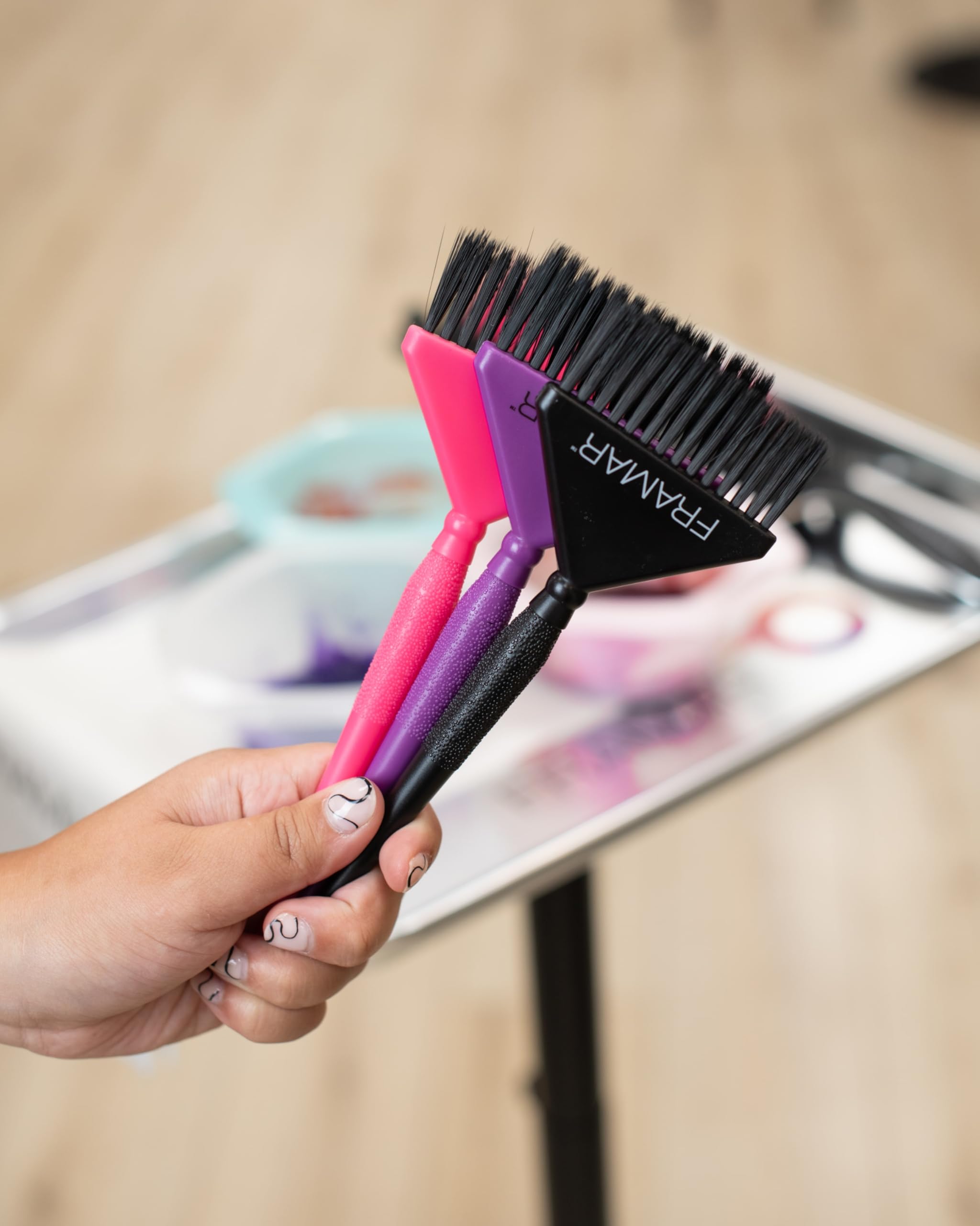 Kit triple de brosses Framar pour divers besoins de coloration.