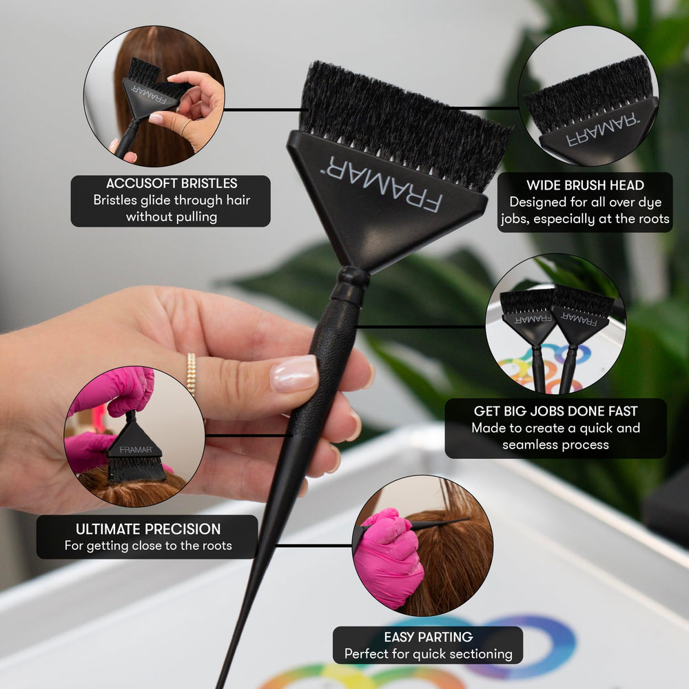 Kit Framar de pinceaux colorimétrie pour retouche racines rapide et propre.