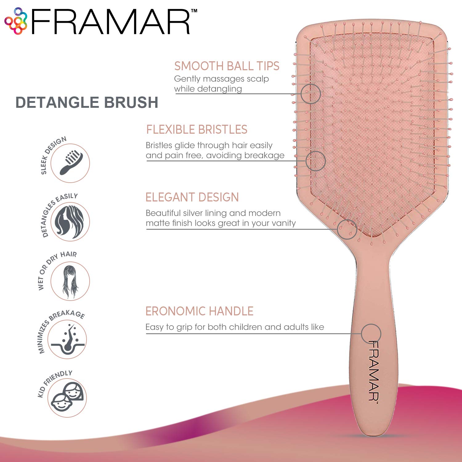 FRAMAR Paddle Démêlage sur tresses épaisses avec douceur.