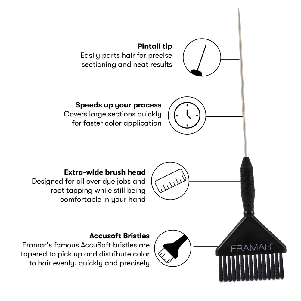 Pin Tail Framar – pointe effilée pour séparations nettes et balayage précis.
