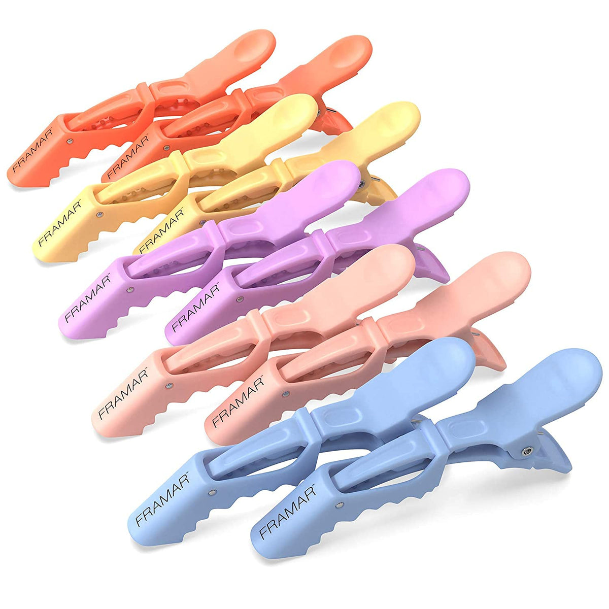 framar pince-alligator pastel : maintien fiable pour sections maîtrisées pendant le coiffage.