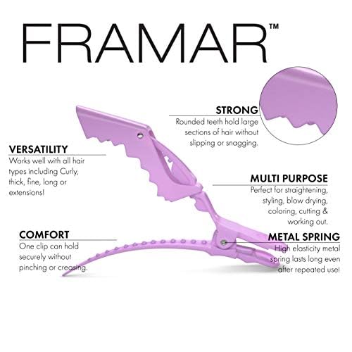 framar pince-alligator pastel : maintien sans glissement lors du séchage et du brushing.