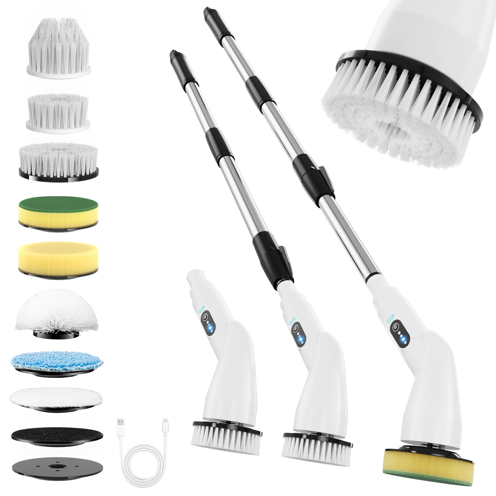 Brosse rotative Francy Home avec 8 têtes et perche pour nettoyer en hauteur