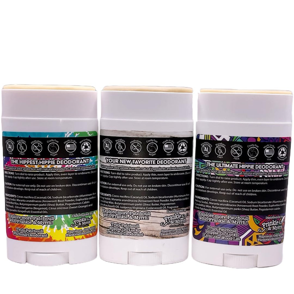 Formule sans aluminium du trio Frankie et Myrrh, option naturelle et douce.