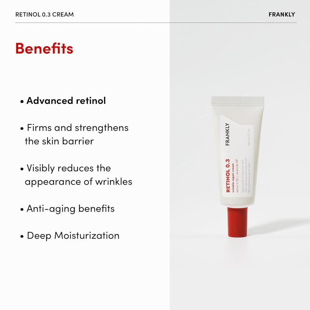 Flacon pompe FRANKLY Retinol prête à l’emploi pour une application précise.