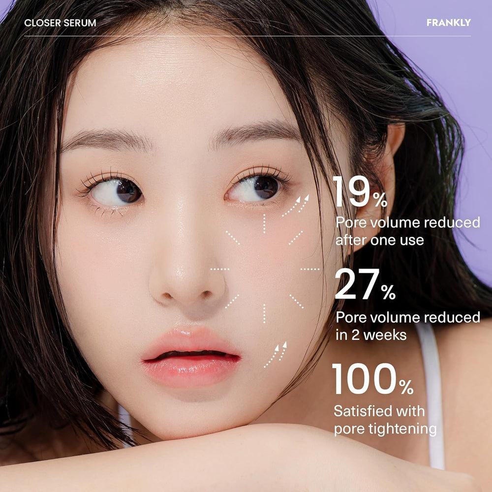 FRANKLY Closer Serum Jumbo — détail sur le collagène végan et l’exfoliation douce.