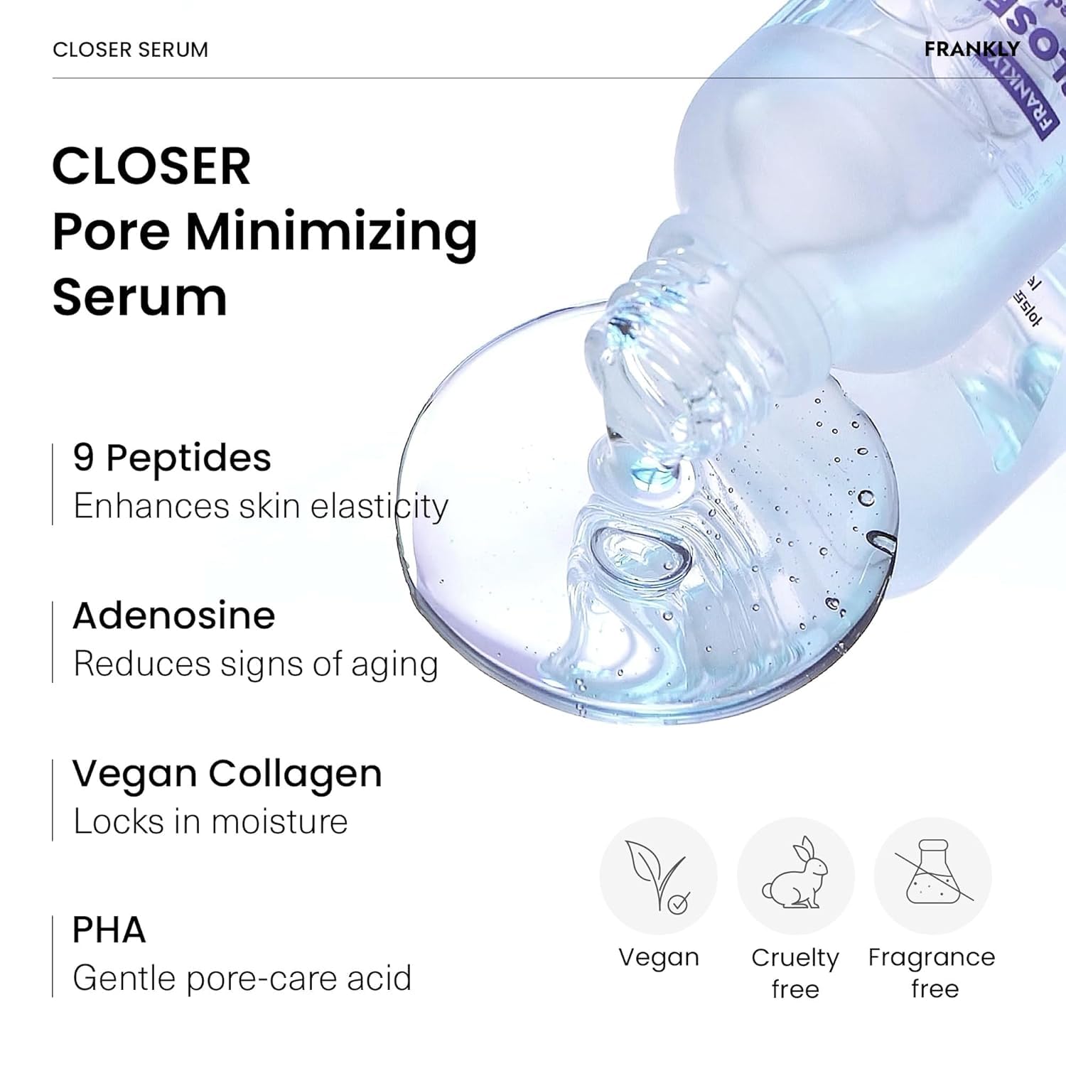 FRANKLY Closer Serum Jumbo — gros plan sur les composants peptidiques promettant un effet raffermissant.