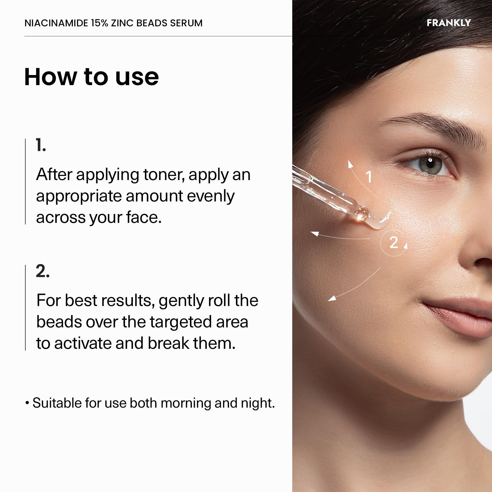 Flacon compact favorisant une routine pratique et hygiénique.