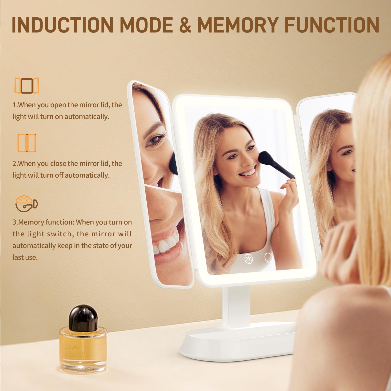 Miroir FRANO design pliable et portable pour le rangement et le voyage
