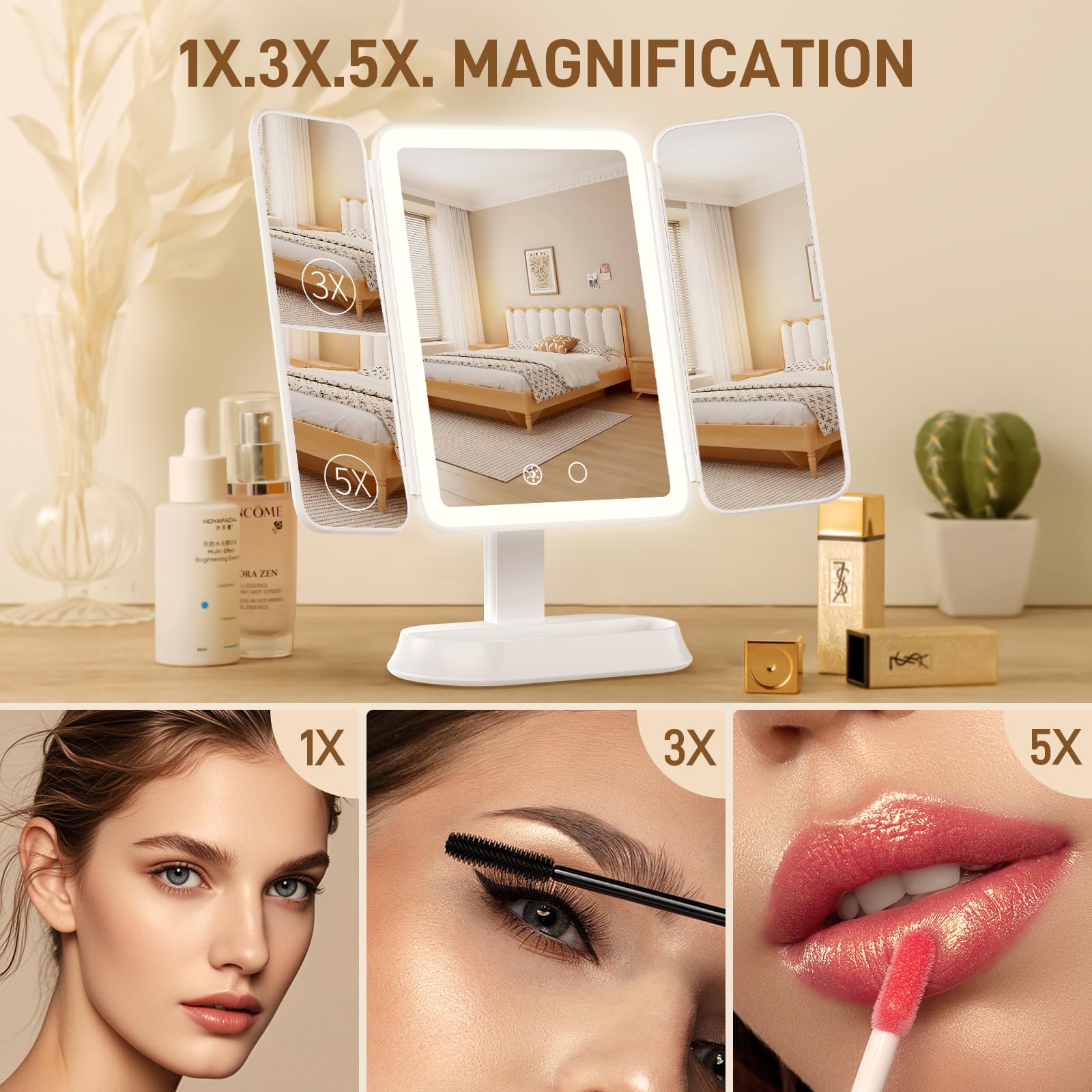 FRANO Miroir Lumière 5X: détails des yeux et réduction des bavures