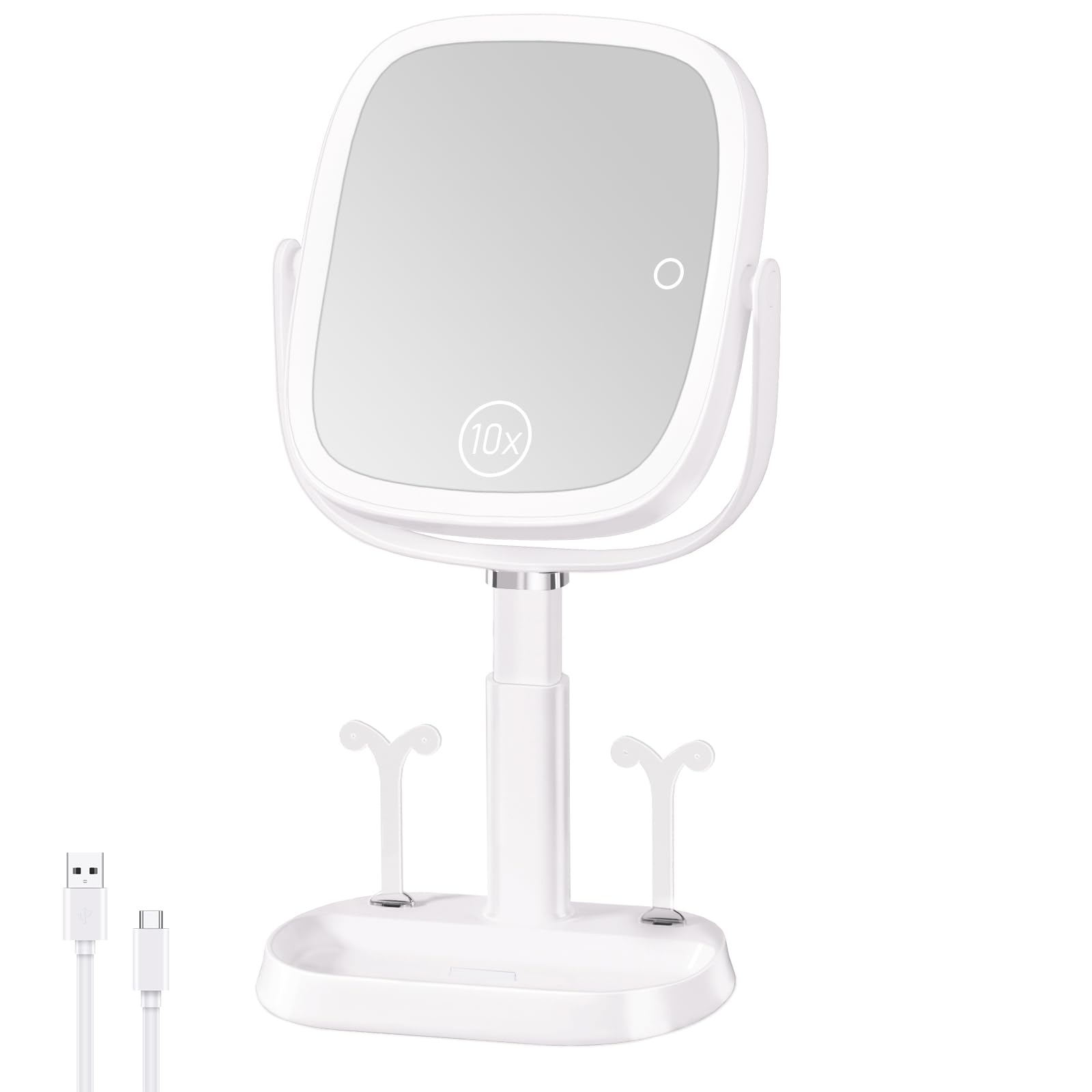 FRANO Vanity Miroir avec lumière rectangulaire pour un maquillage précis.