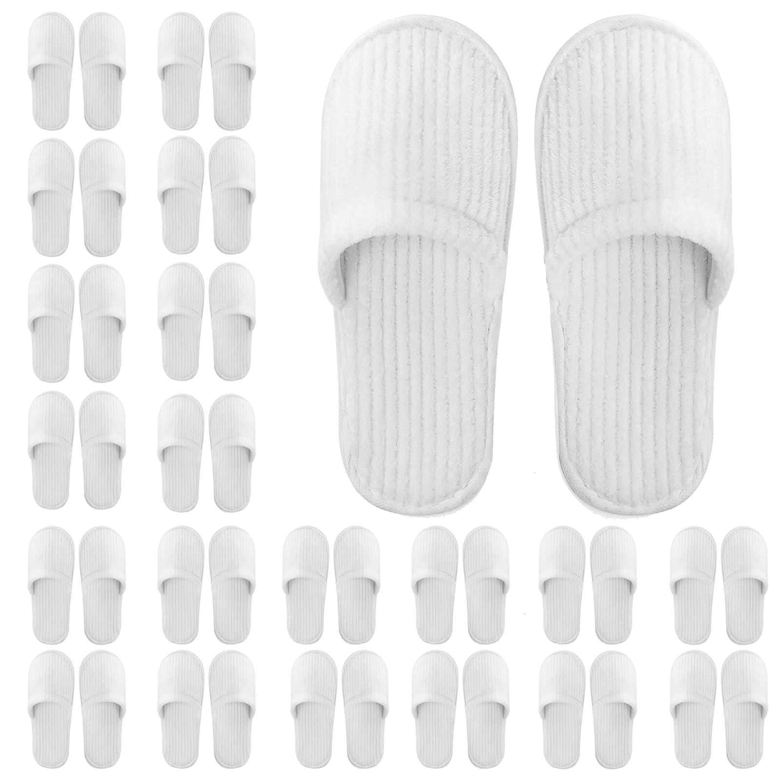 Chaussons Frcctre blancs emballés individuellement pour l'accueil pratique.