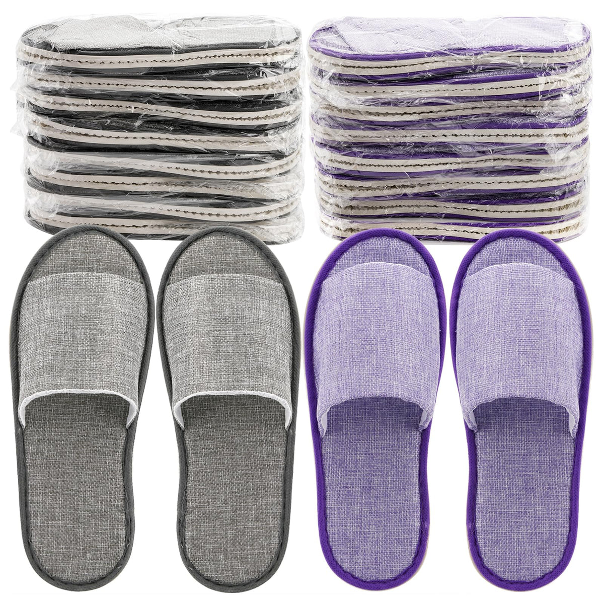 Chaussons jetables Frcctre gris coton-lin, confort et accueil.