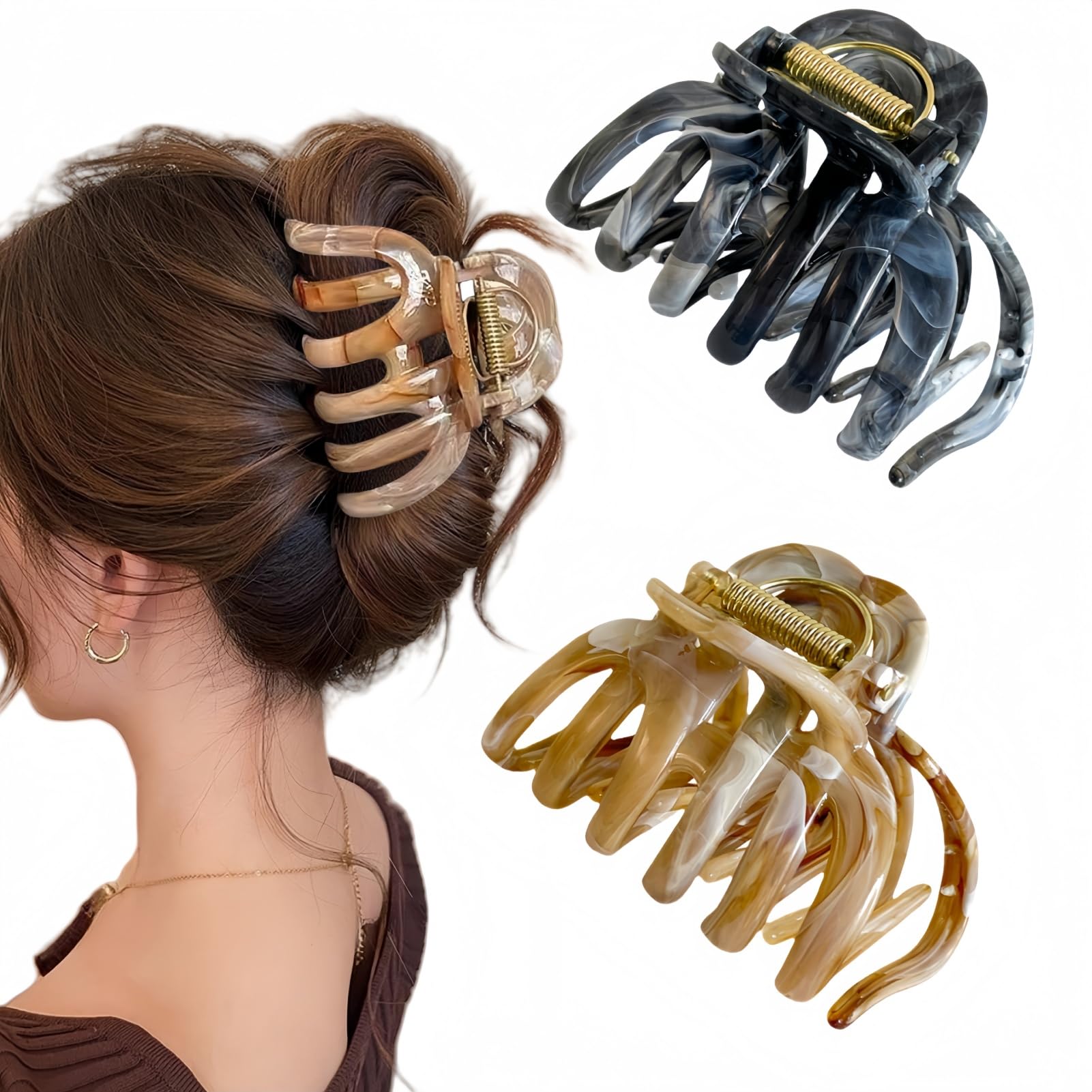 FRDTLUTHW pince-cheveux poulpe géant coquille, prise sûre pour cheveux épais et fins.