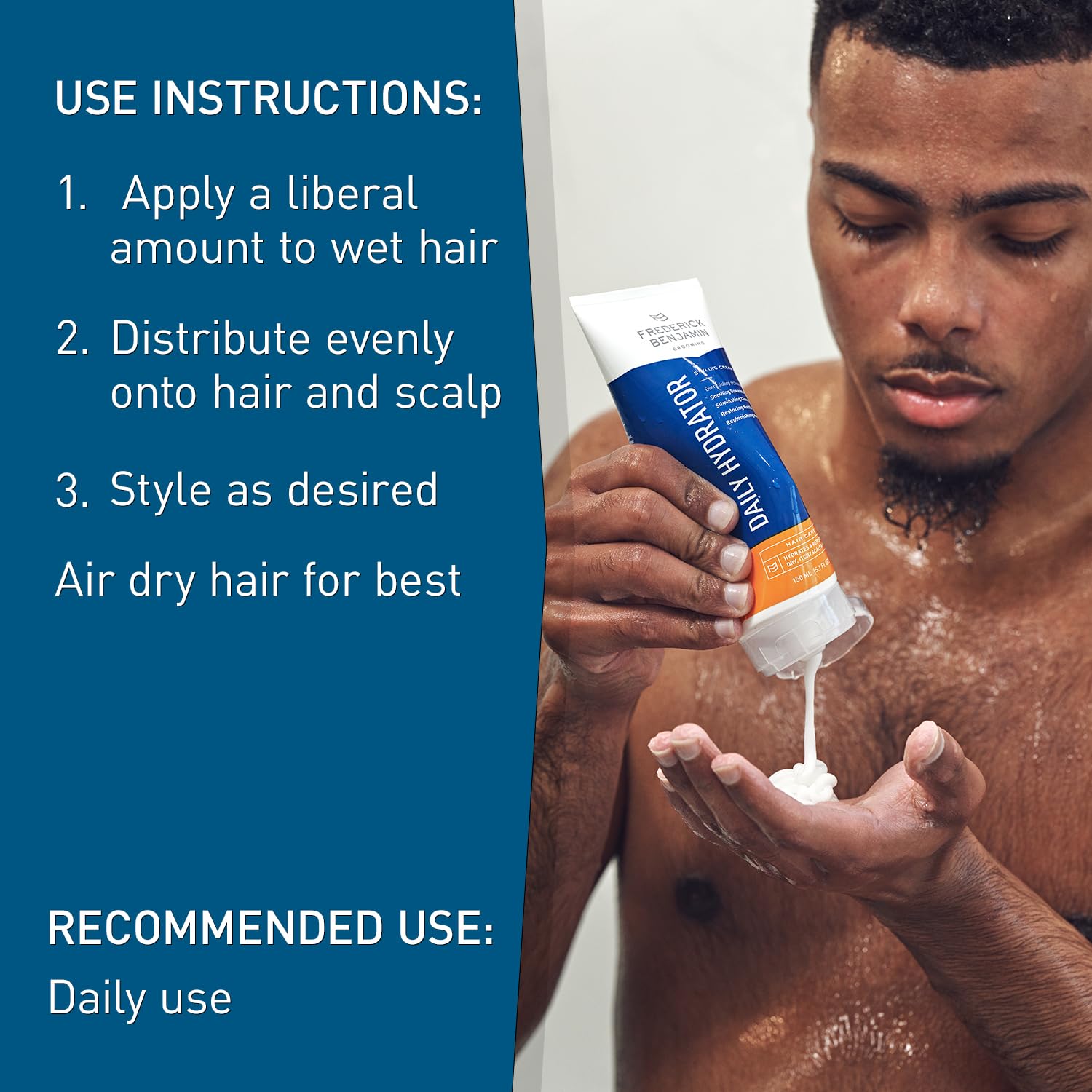 Frédérick Benjamin Hydratant Quotidien — usage quotidien simple pour cheveux et cuir chevelu.