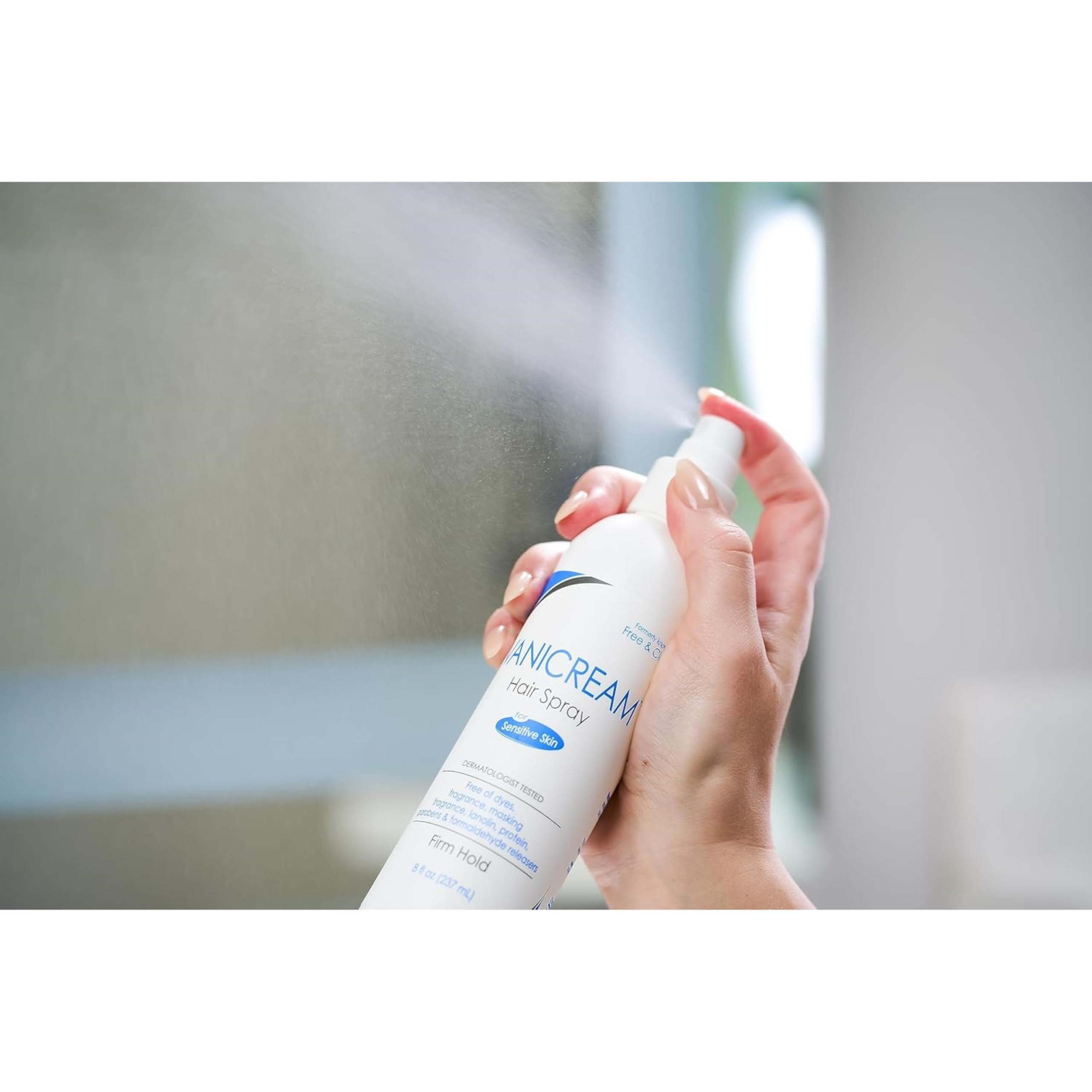 Free & Clear Hairspray: brillance naturelle et séchage rapide.