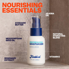 Texture focus of Freebird lightweight formula absorbing quickly for non-greasy skin.