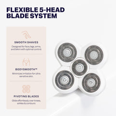 Utilisation douce sur peau sensible grâce au système BodySmooth.