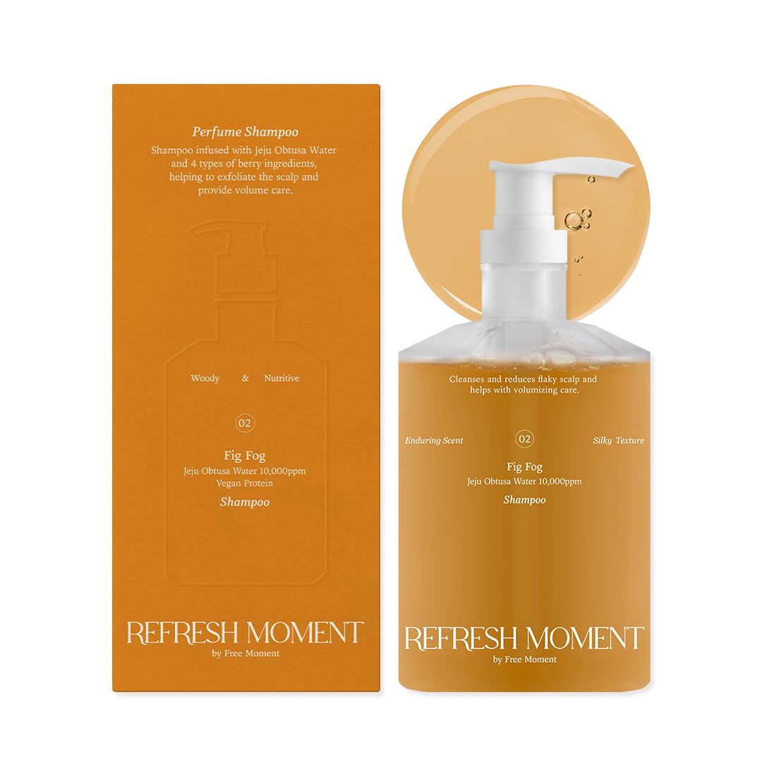 Shampooing parfum FREEMOMENT, bouteille élégante, parfum durable pour cheveux frais toute la journée.