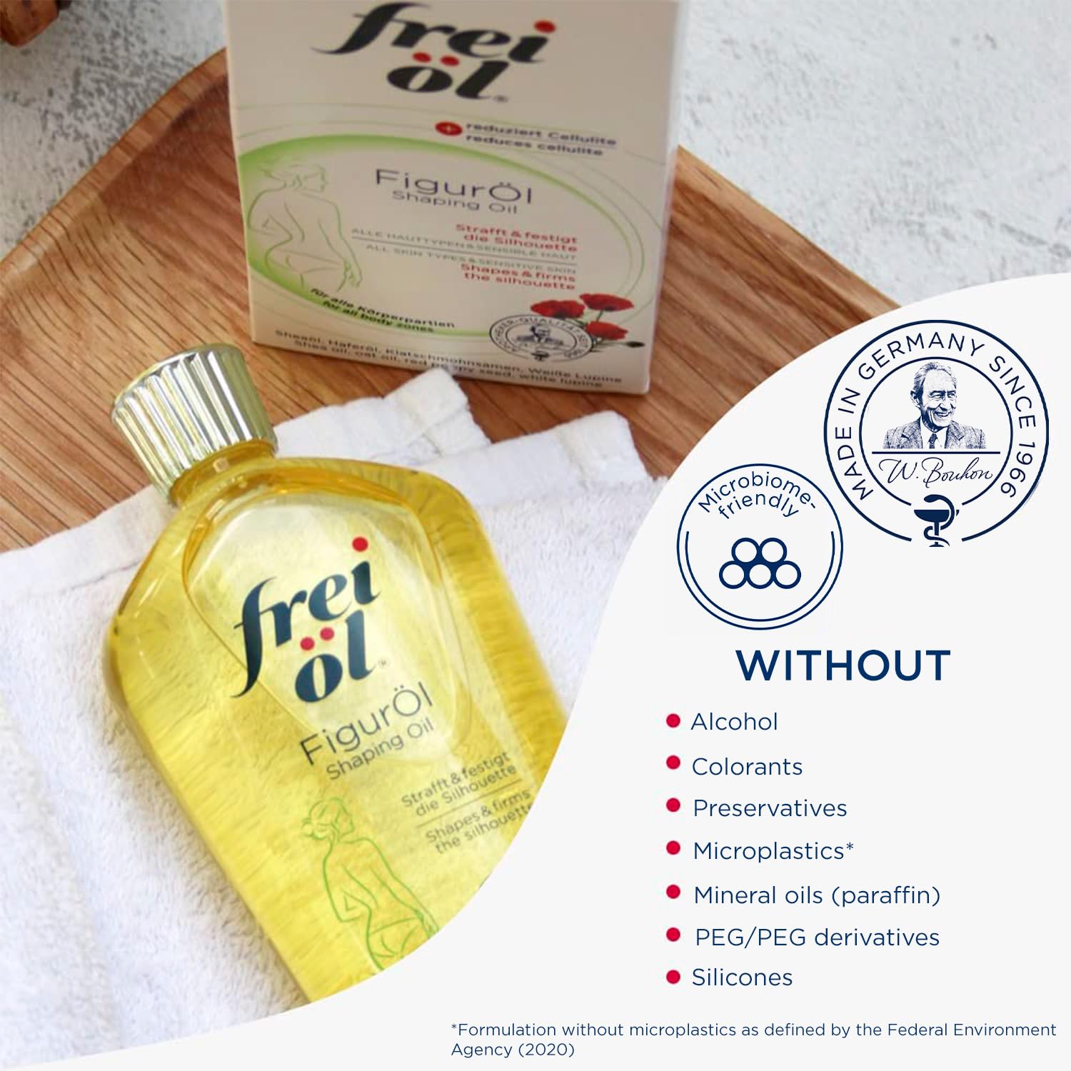 frei öl shaping oil - massage ciblé sur zones à raffermir après douche.