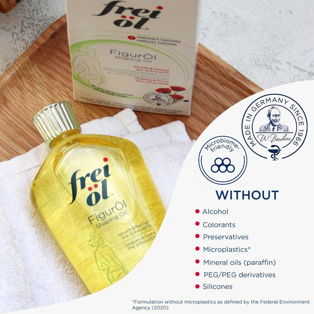 frei öl shaping oil - massage ciblé sur zones à raffermir après douche.