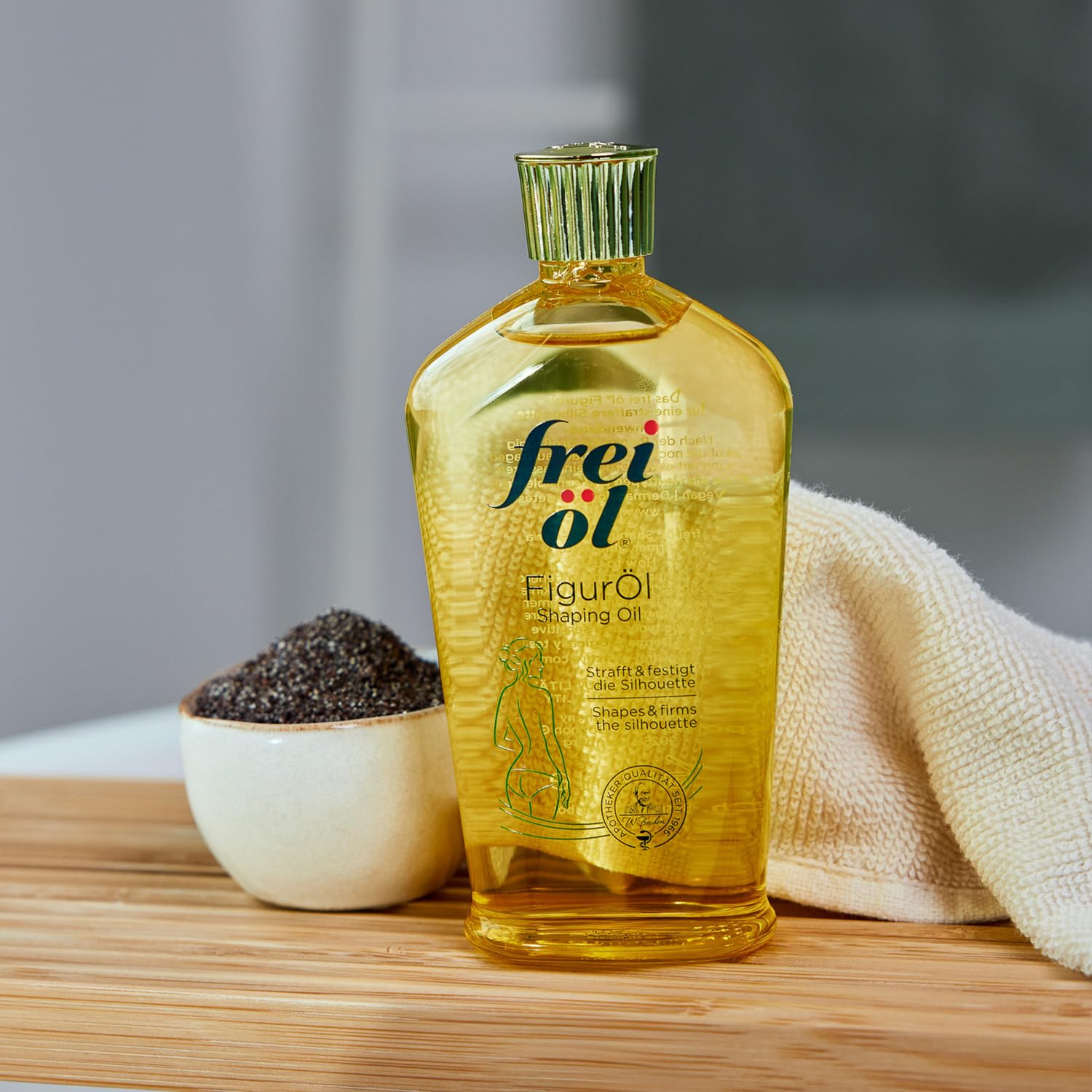frei öl shaping oil - étiquette sans alcool et sans microplastiques.