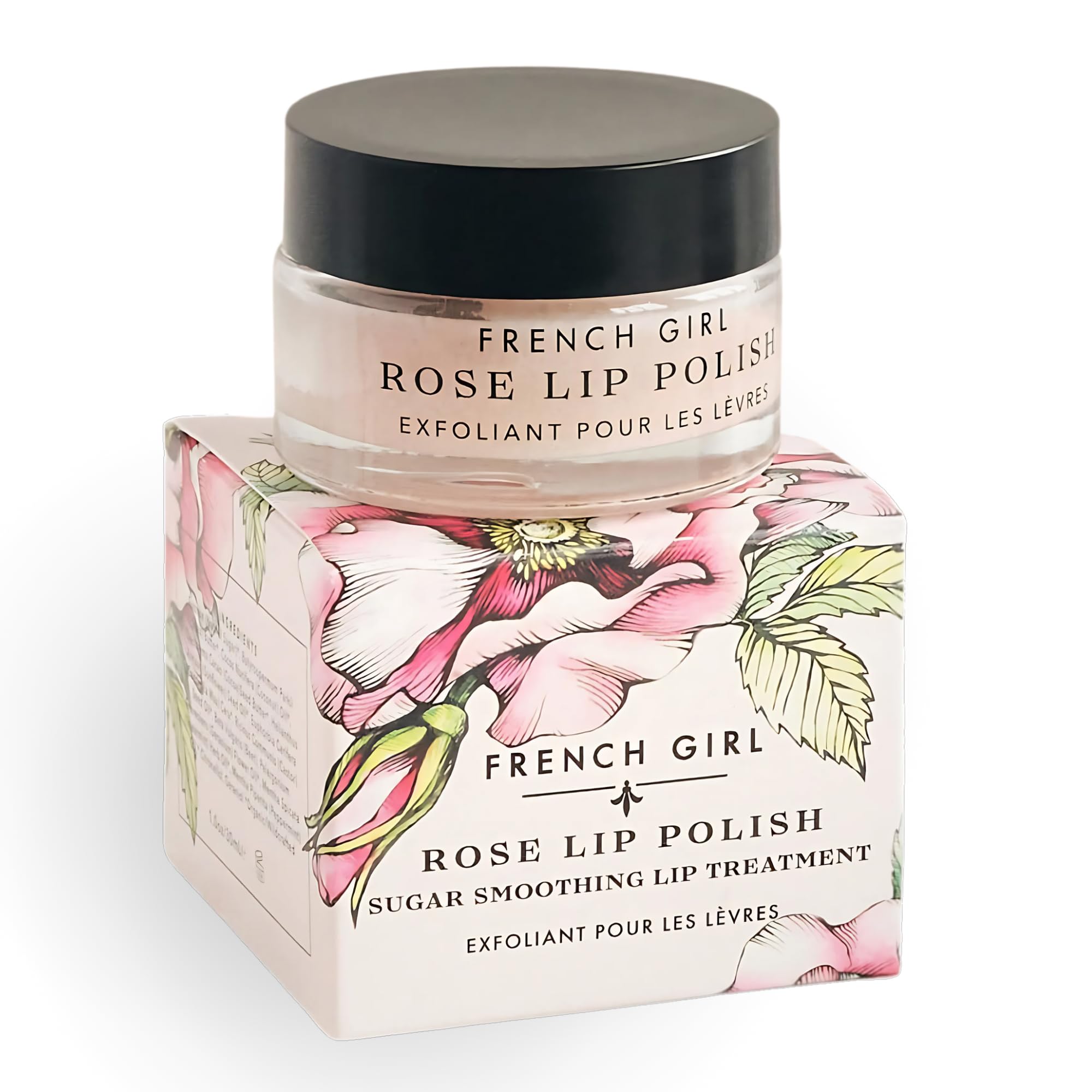 French Girl Organics gommage lèvres rose, gommage-sucre-rose — exfolie en douceur et hydrate.