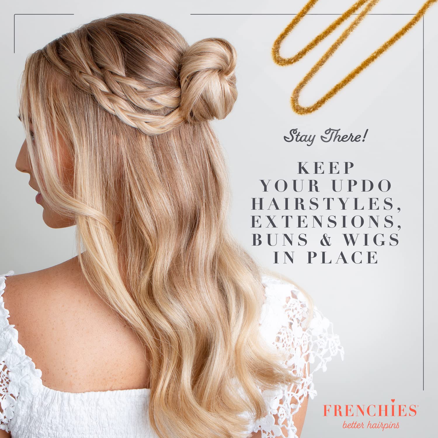Épingle Frenchies chignon stable, sécurité longue durée.