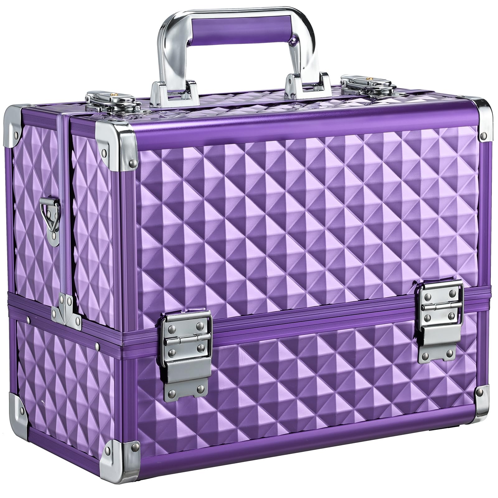 FRENESSA coffre maquillage violet avec 6 tiroirs, rangement pratique en voyage.