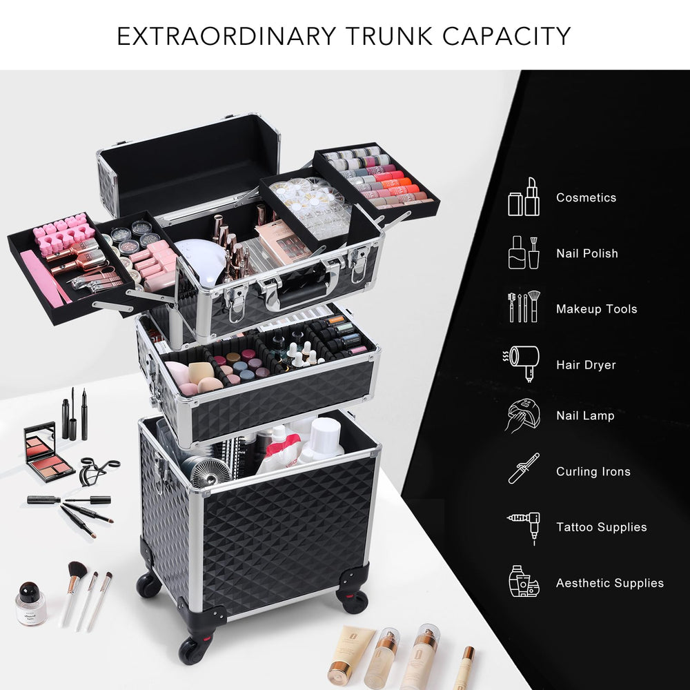 FRENESSA coffret maquillage grande capacité, rangement optimisé pour métiers créatifs