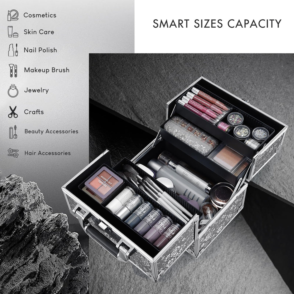 Grand compartiment bas FRENESSA argent floral pour palettes et bouteilles.