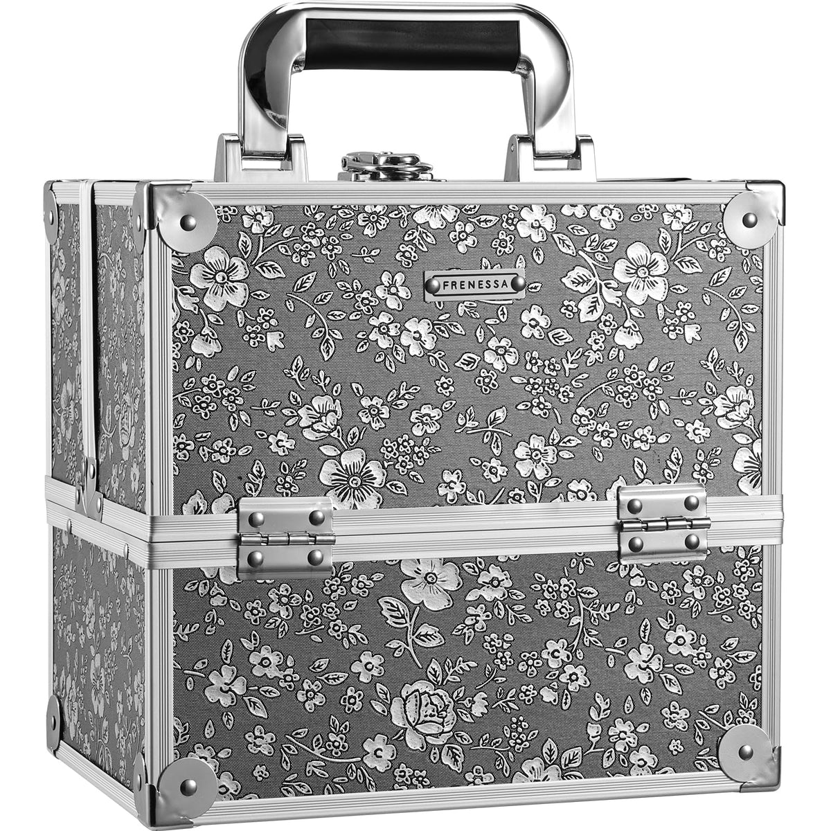 Coffret FRENESSA argent floral ouvert pour un accès rapide et organisé.