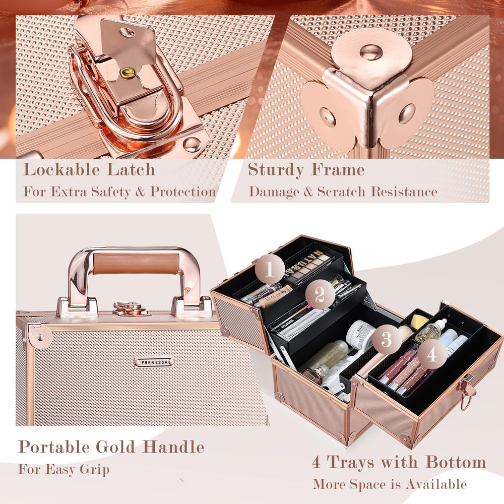 Coffret FRENESSA maquillage, grand espace bas pour palettes et bouteilles en voyage