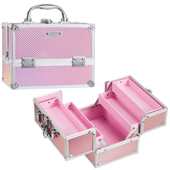 Coffret FRENESSA Mermaid Pink, vue extérieure lumineuse, idéal voyage et rangement élégant.