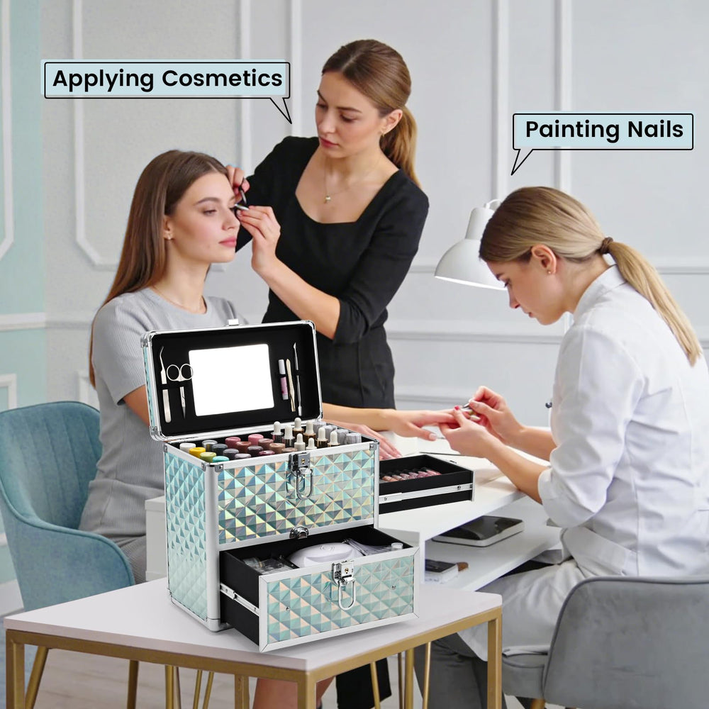 FRENESSA coffret-maquillage miroir intégré pour retouches rapides sur bureau.