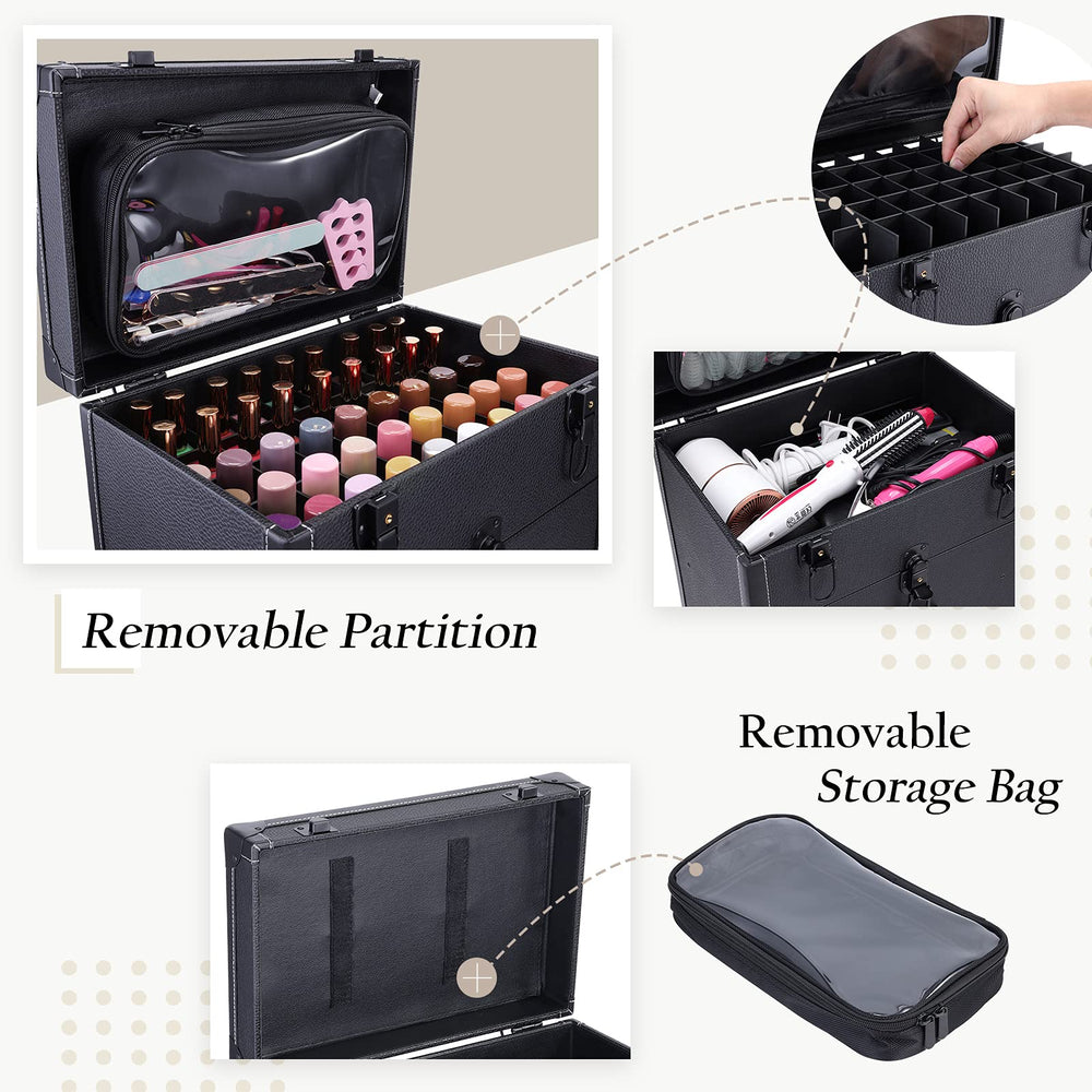 Frenessa étui ongles roulant, emplacements bouteilles vernis bien organisés.