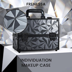 FRENESSA trousse maquillage noir, grand espace inférieur pour palettes et bouteilles voyage.