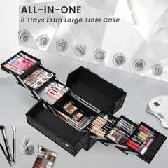 FRENESSA trousse maquillage noir, poignée antidérapante pour transport confortable.
