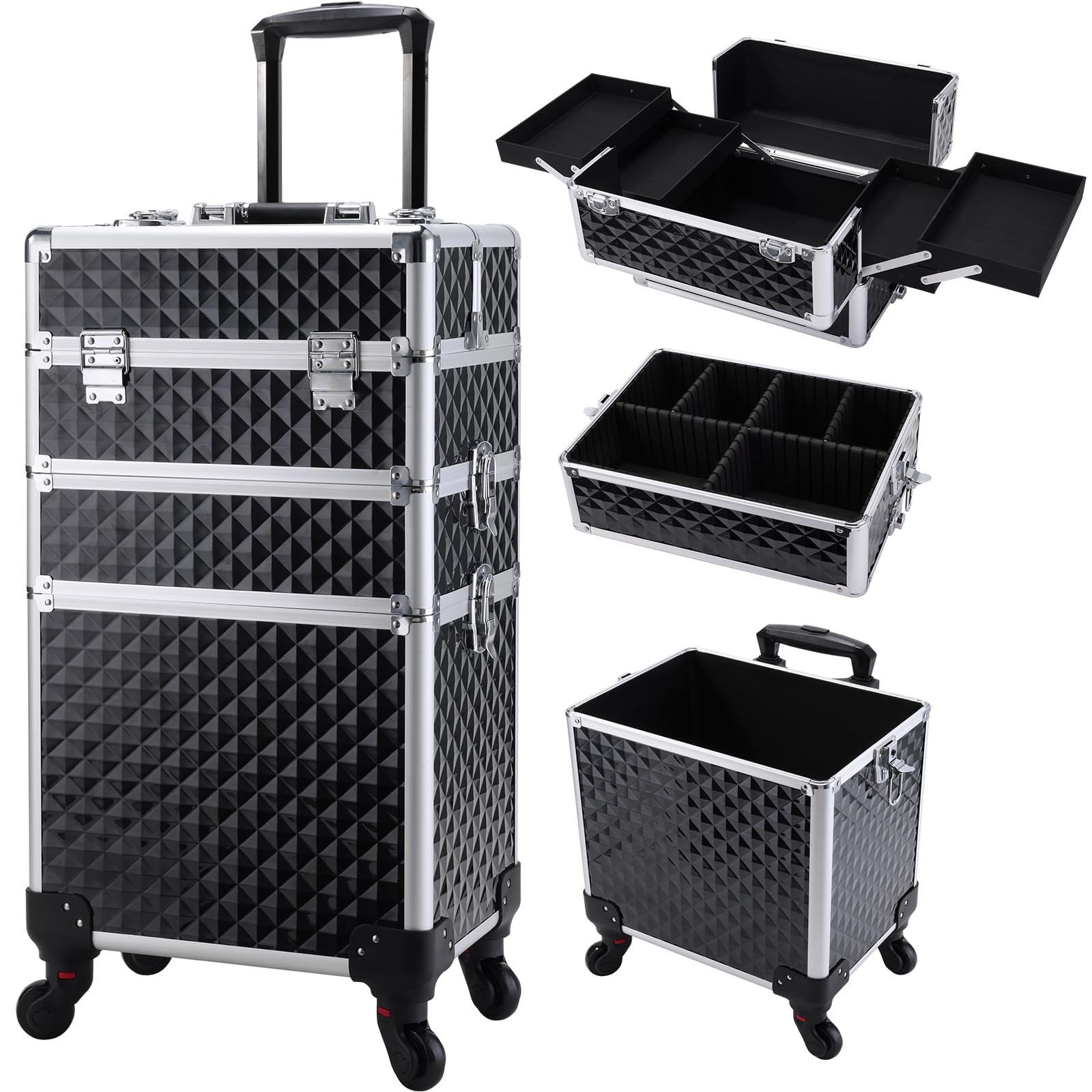 FRENESSA trousse maquillage roulante 3 en 1, pratique pour l'organisation en déplacement