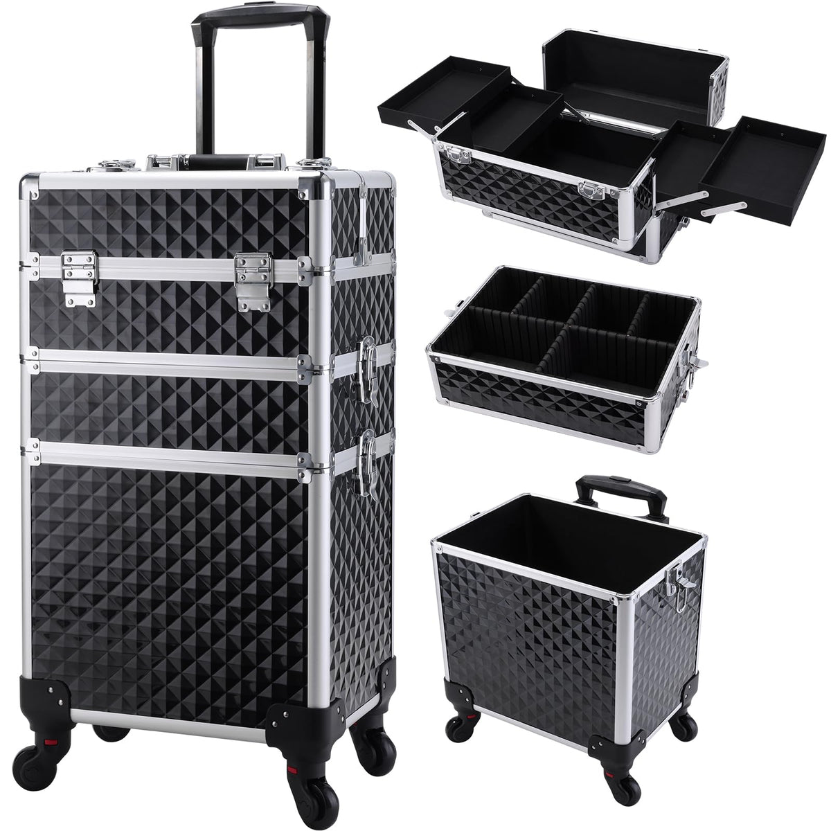 FRENESSA trousse maquillage roulante 3 en 1, pratique pour l'organisation en déplacement