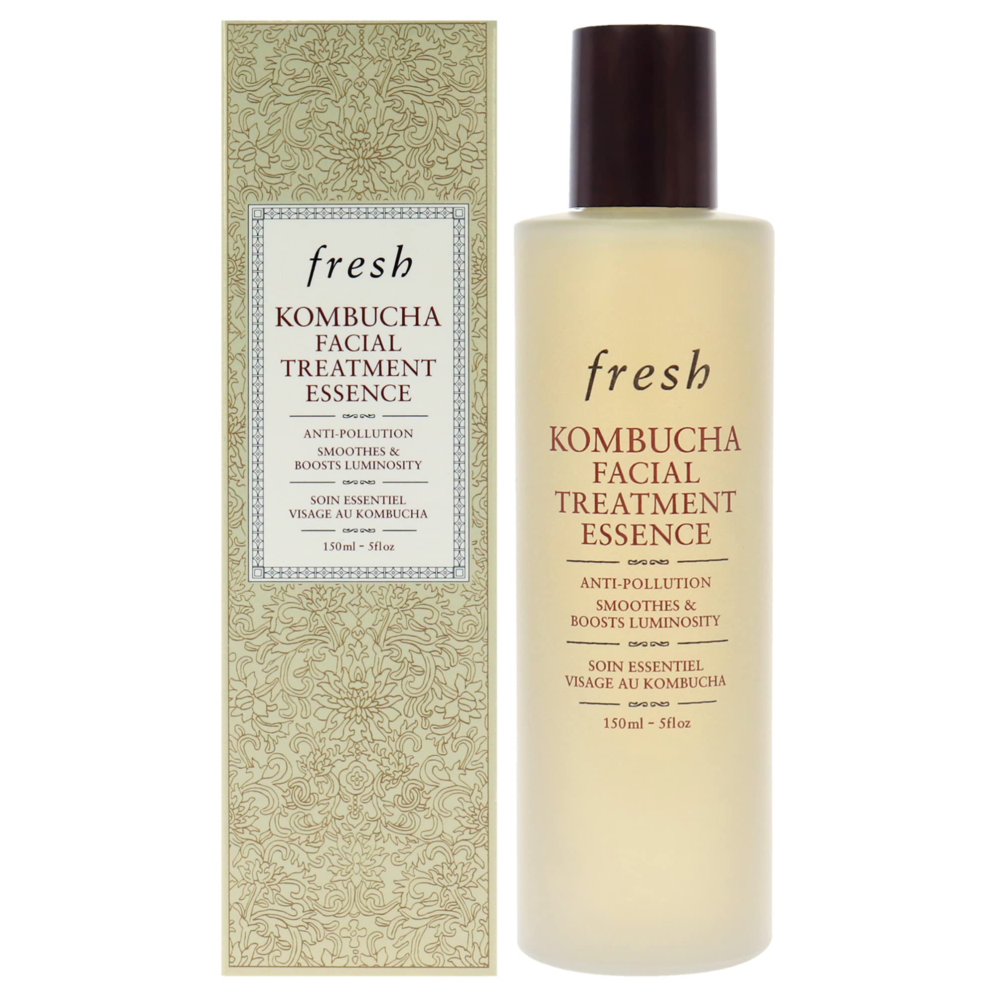 Fresh bouteille d'essence au thé noir et kombucha, protectrice et lumineuse.