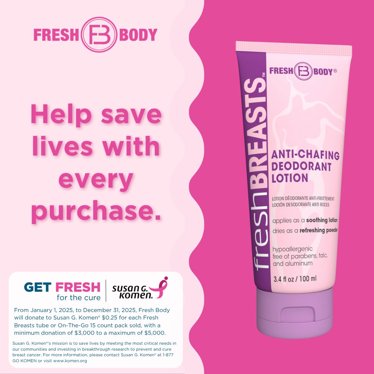 Fresh Body FB Fresh Breasts : formule sans talc et sans aluminium.