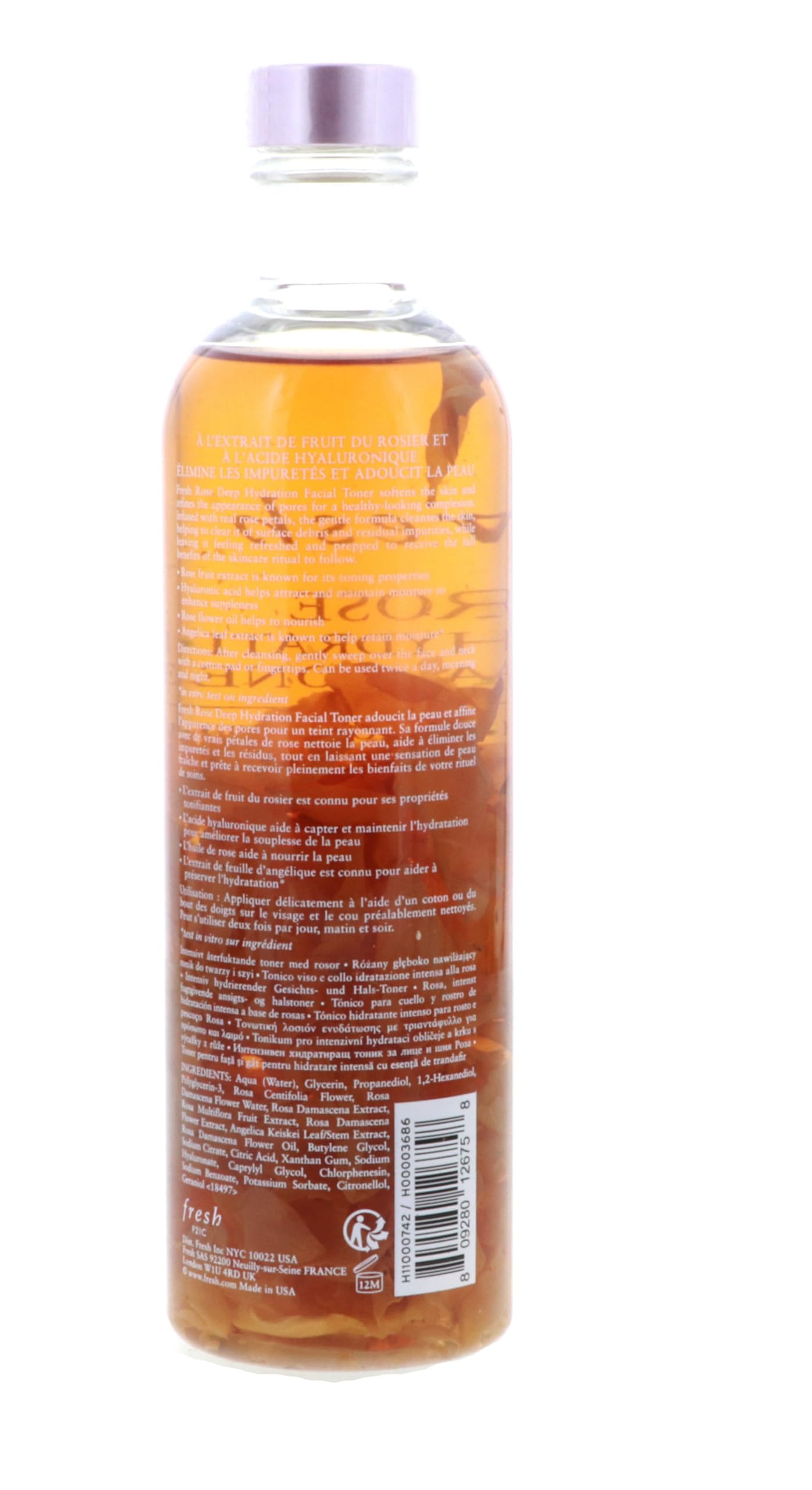 Fresh eau-de-rose tonique en bouteille verre : apaise et tonifie la peau.