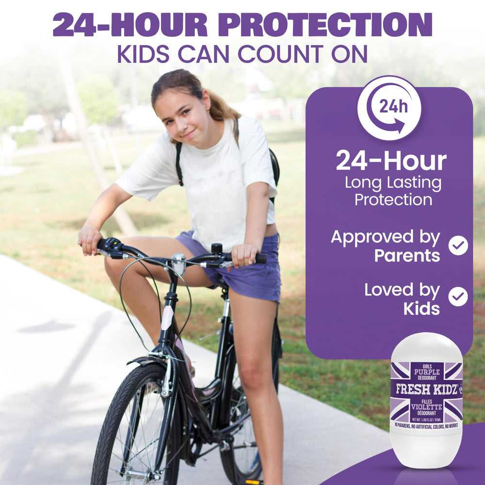 Fresh Kidz 24 heures de protection, idéal pour école et sport.