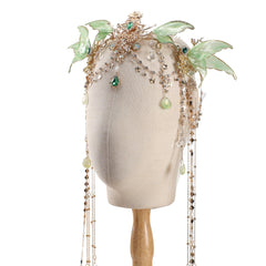 Freshme couronne fee ailes papillon vertes, idéale pour cosplay et mariages féeriques.