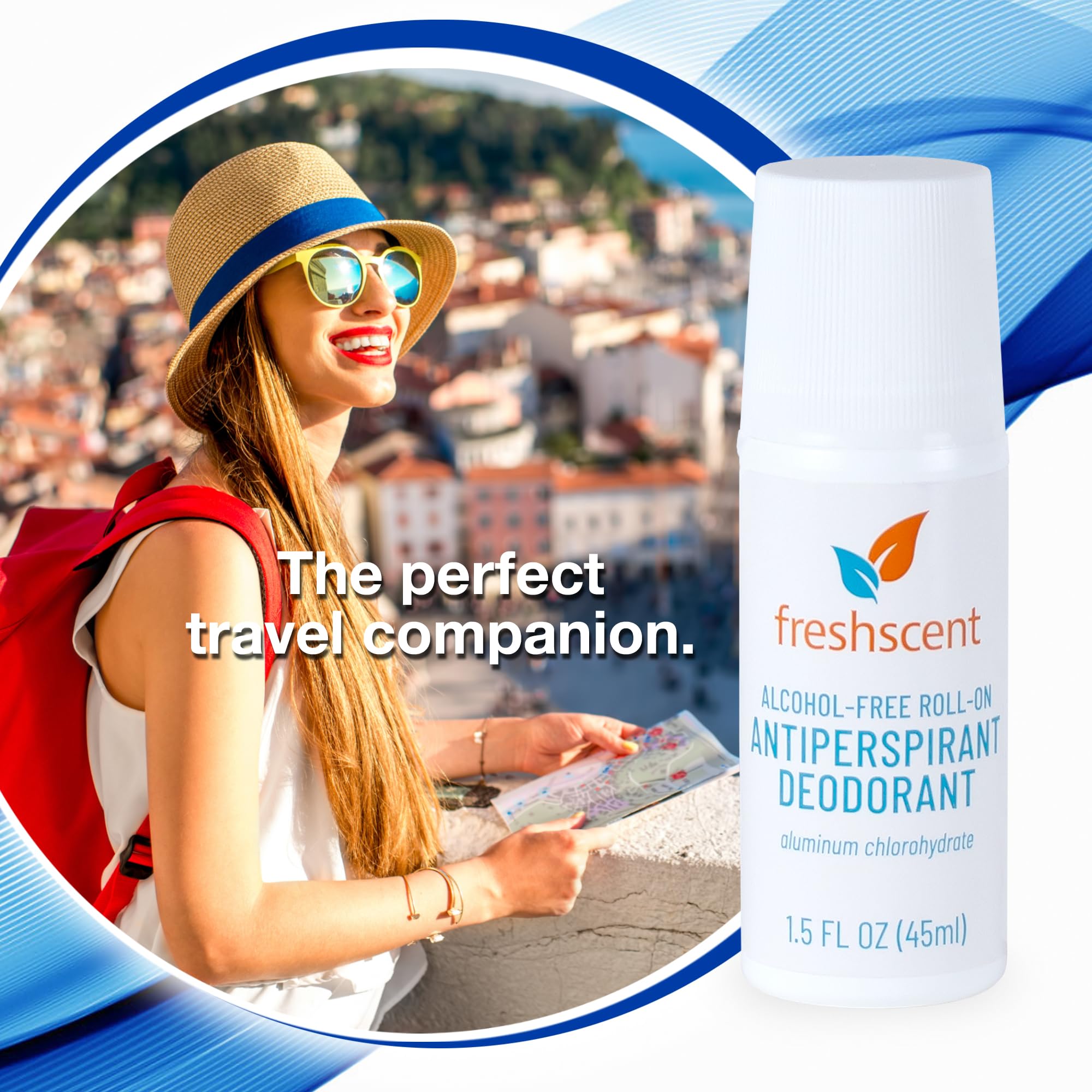 Freshscent déodorant bille sans alcool, format portable idéal pour vos déplacements.